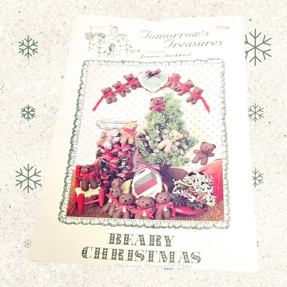 Vtg Tomorrow's Treasure Beary Christmas Sewing Bear Basquet Heart Pattern TT109 - Picture 5 of 6